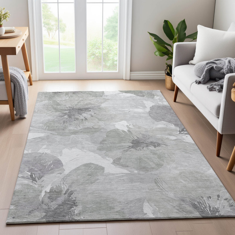Premium Machine Washable Harjo AMF1554 Floral Rug, Rectangle 5' x 7'6"
