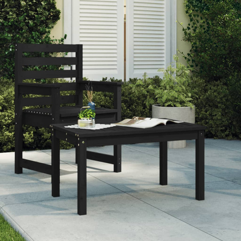 Stefon Rectangular Pine Outdoor Coffee Table , cm W cm D, 45cm H x 82.5cm W x 50.5cm D, Black Pine