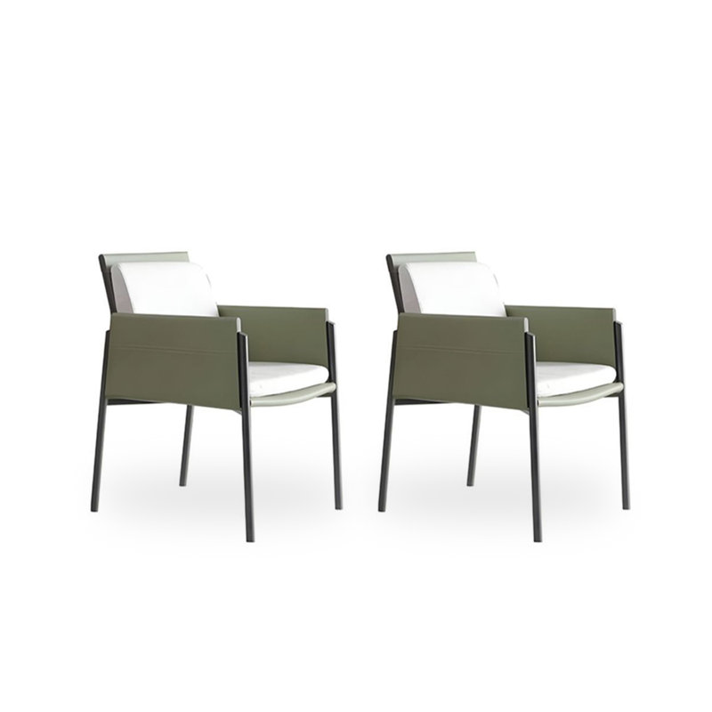 Chaise de salle à manger en cuir italien, Vert