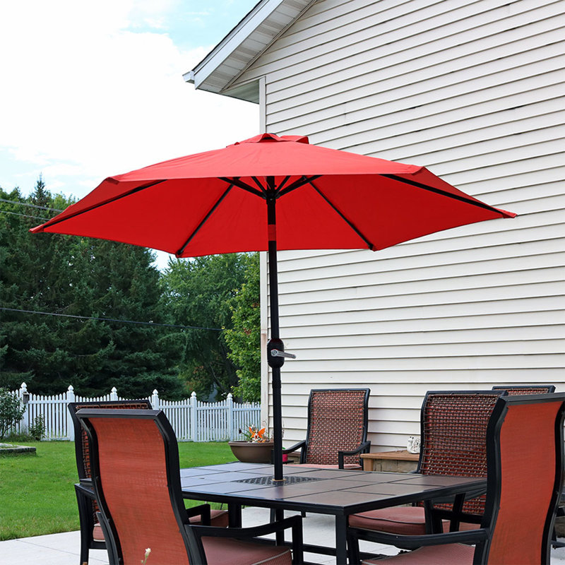 Parasol de marché de 7,5 pi avec inclinaison et manivelle - Orange brûlé Allport, H 84 po x l 90 po x P 90 po, Orange brûlé