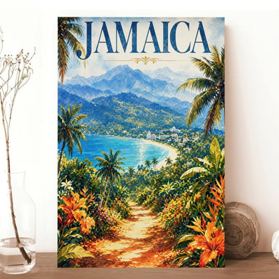 Canvas Wall Art Jamaica Beach Palm Tree Vintage Travel Art Vintage Poster Print Home Decor