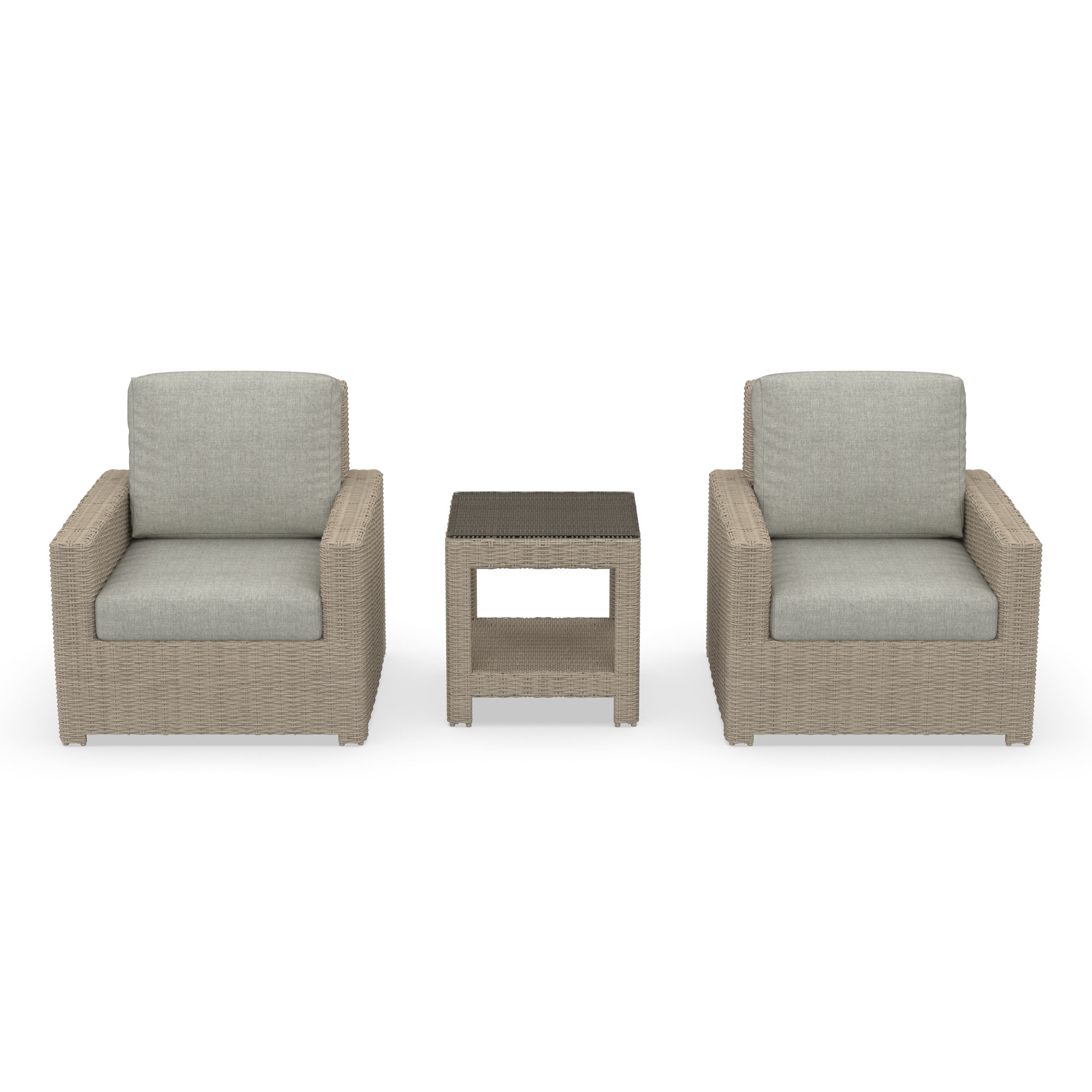 Outdoor Patio Lounge Chair With End Table Set And Sunbrella Cushions, Canvas Granite
