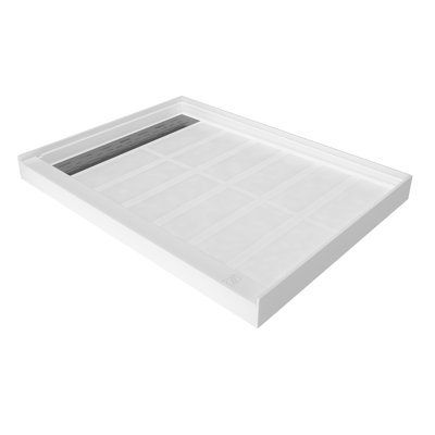 Base de plateau de douche à simple seuil SMC de taille 48/60 po x P 32/36 po avec ensemble de drain, antidérapant