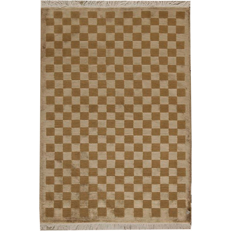Tapis doré et gris noué à la main de haute qualité