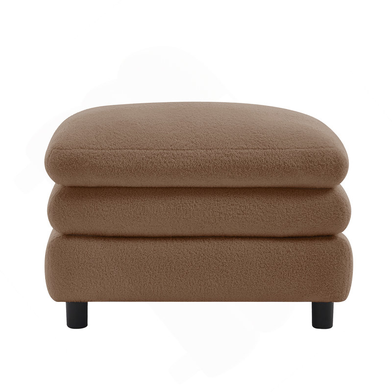 Vitoria Curved Ottoman Teddy Fabric -Camel, Camel