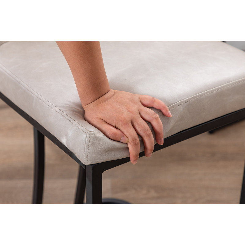 24" Upholstered Counter Stool, PU/Pebble Grey