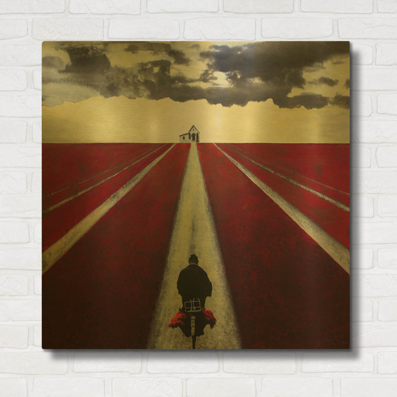«We'Ll Meet Again 2 Landscape Sqaures» par DB Waterman, art mural en métal doré, 36 po x 36 po, 36"x36"