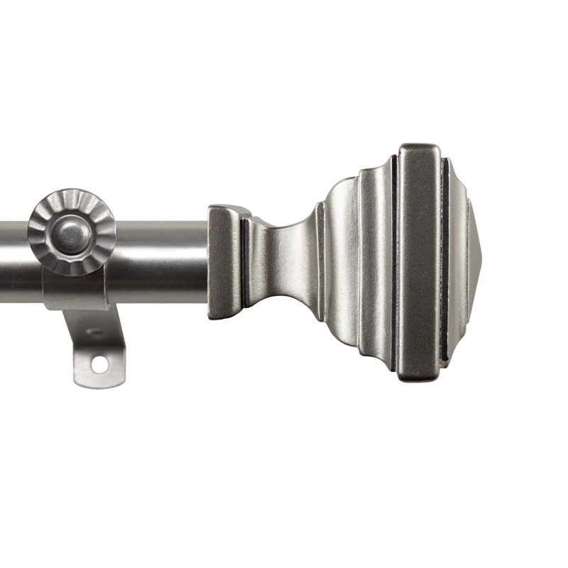 Adjustable Single Curtain Rod, Satin Nickel, 66" – 120"