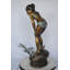Copper and Metal Girl Looking at Frog Jumping Fountain
