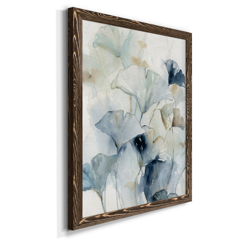 " Indigo Ginkgo I " Painting Print, Walnut, 44" H x 31" W x 1" D