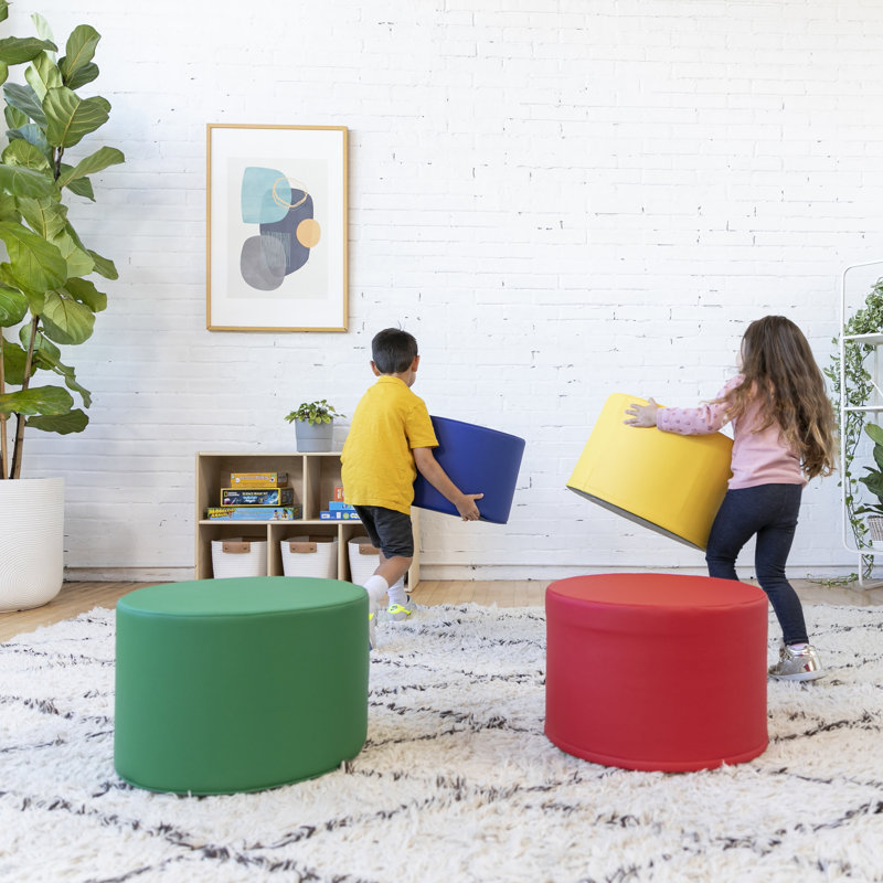 SoftZone Assorted Round Foam Ottomans Set, 4-Piece