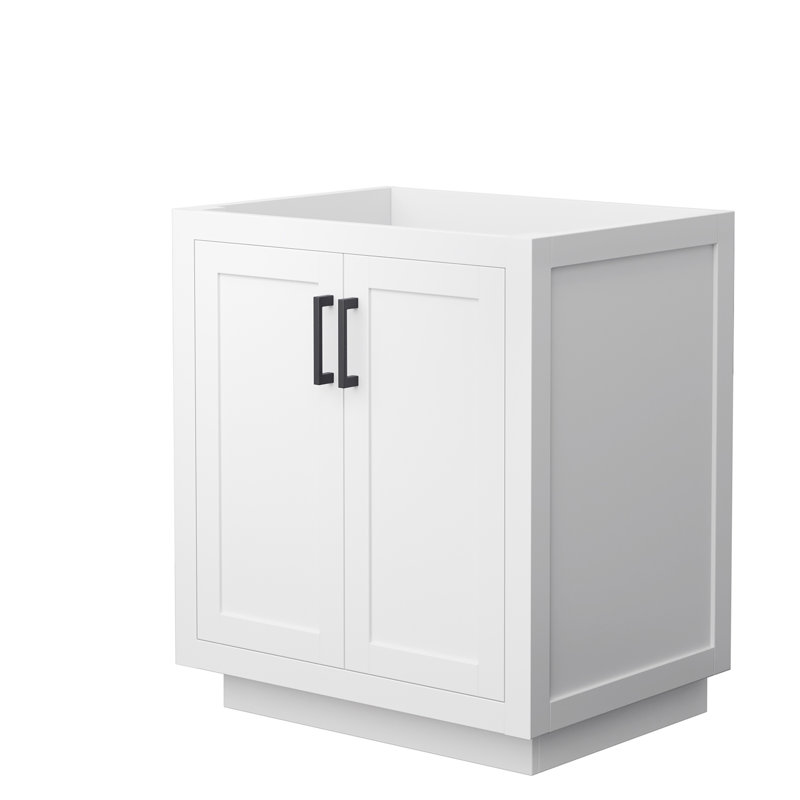 White Matte Black Trim Freestanding Single Bathroom Vanity