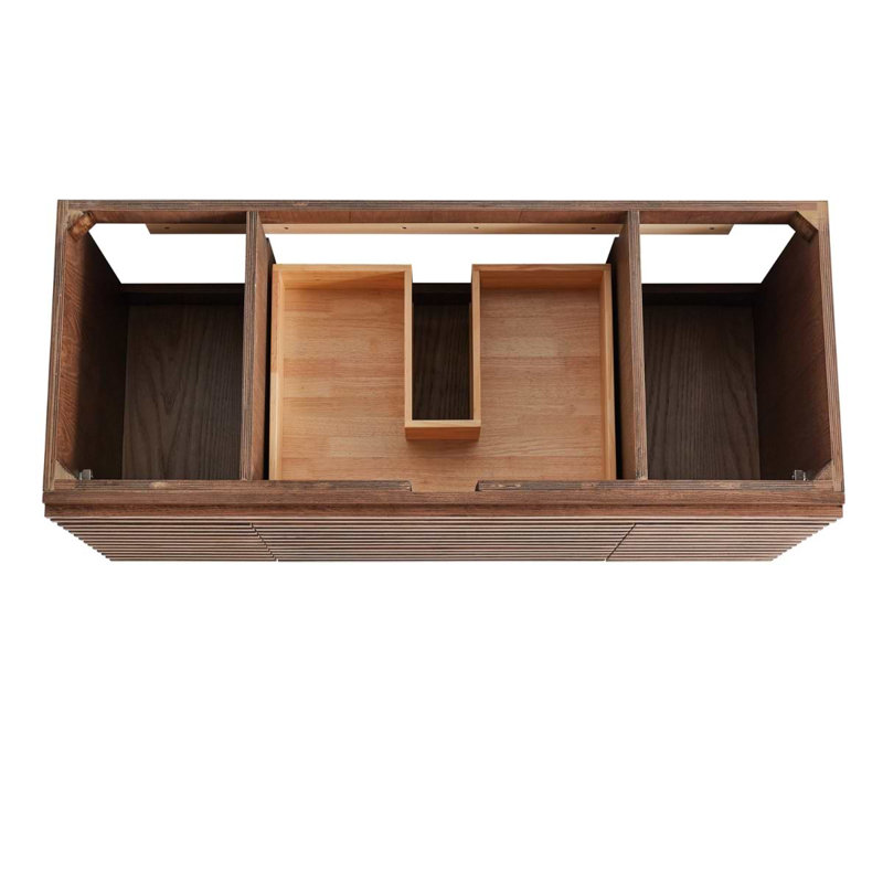 Gibson 48" Wall Mounted Single Bathroom Vanity with Top, Dark Wood, 48"