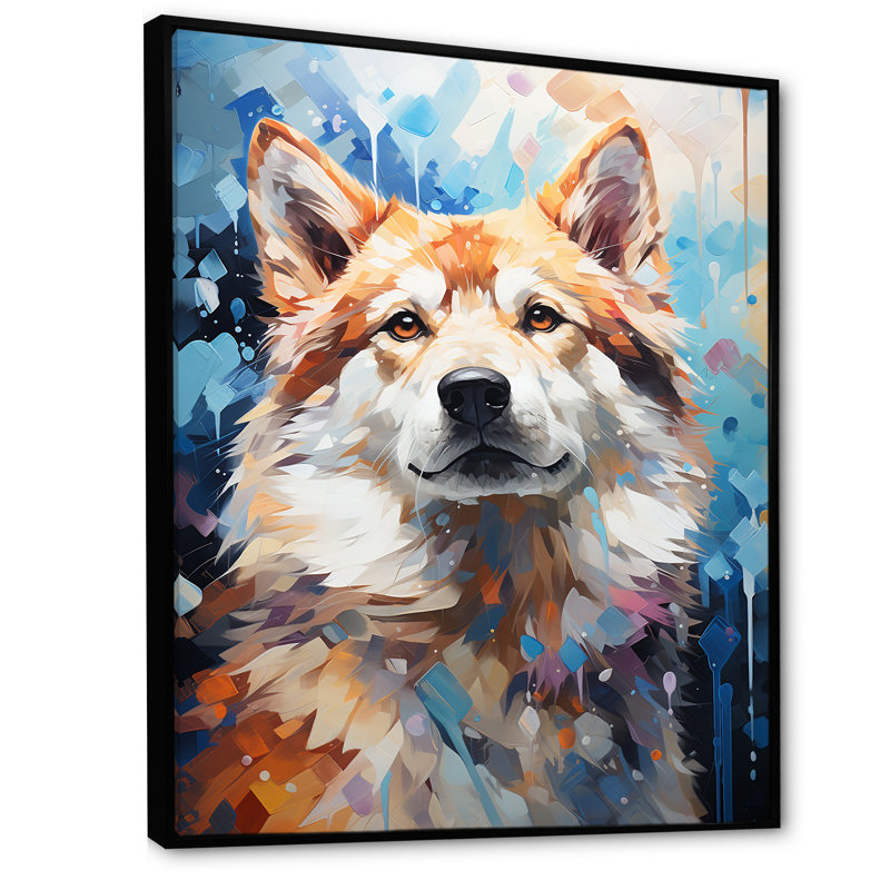 «Dog Akita Affection I» sur toile, Cadre flottant noir, H 40 po x l 30 po x P 1,5 po