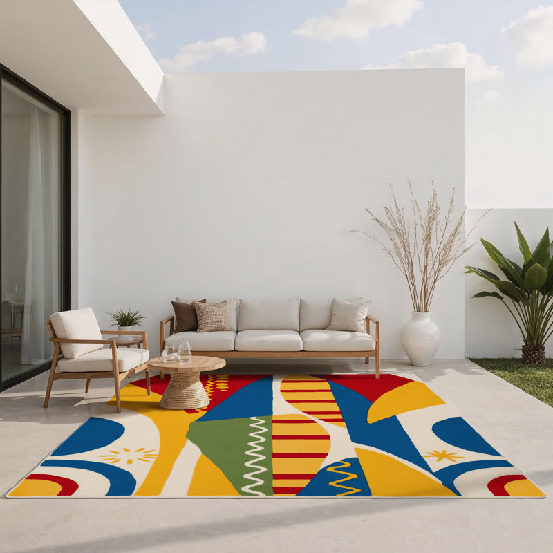 Breezy Curl Indoor And Outdoor Area Rug, Rectangle 4' x 6'