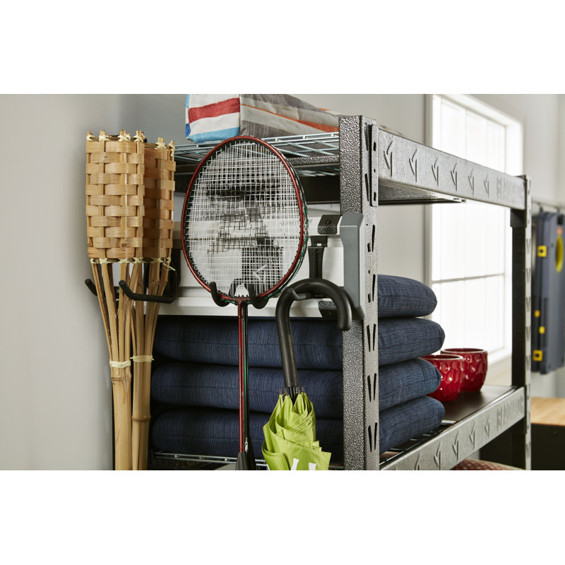 24" Gray PVC Industrial GearTrack Rack with Hooks