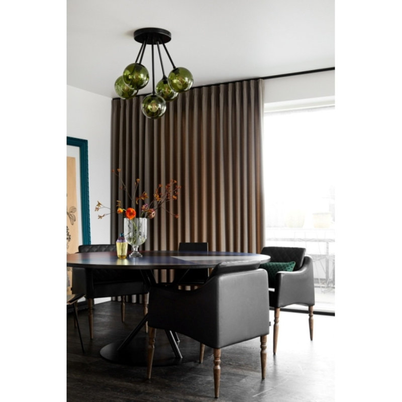 Lustre à 5 lumières Laverle, Noir, noir, noir, noir, Nickel poli, 36" Width x 38" Height