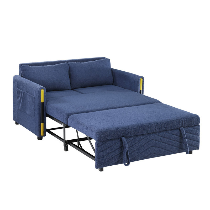 Canapé-lit rembourré 55,5 po Sconiers, Velours bleu marine