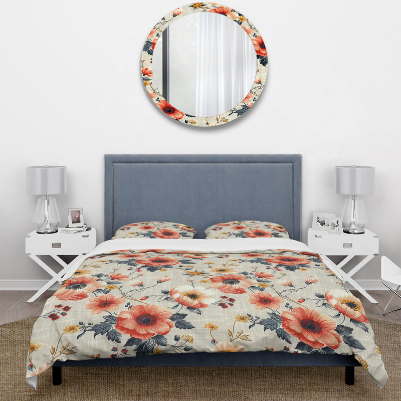 Ensemble de housse de couette Traditional, Housse de couette pour grand lit et 2 taies décor