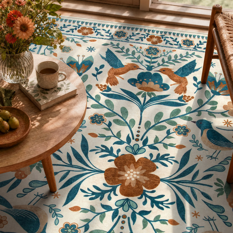  Tapis lavables Boho Bird, Rond 6 pi