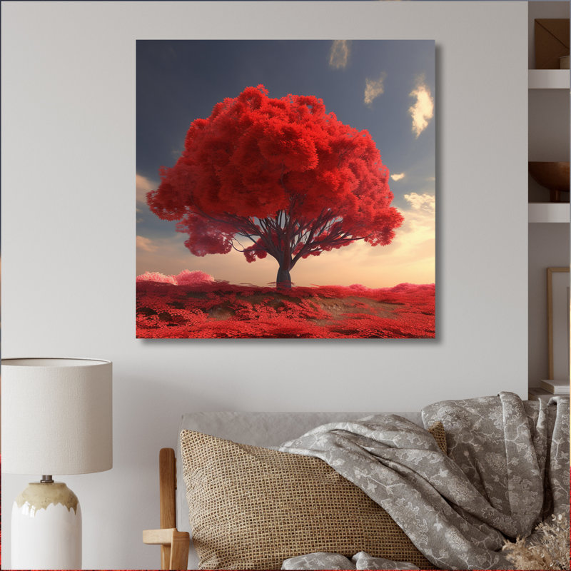 «Majestic Red Tree Nature», reproduction d'art mural, H 24 po x l 24 po, Toile tendue
