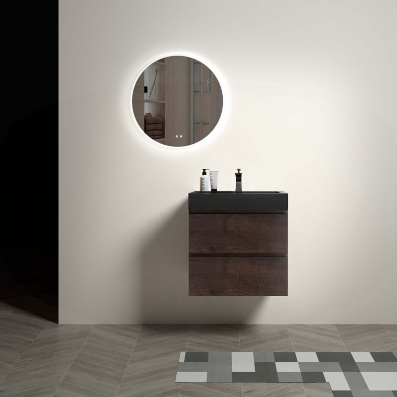 Meuble-lavabo moderne avec caractéristiques avancées et design élégant, Noyer