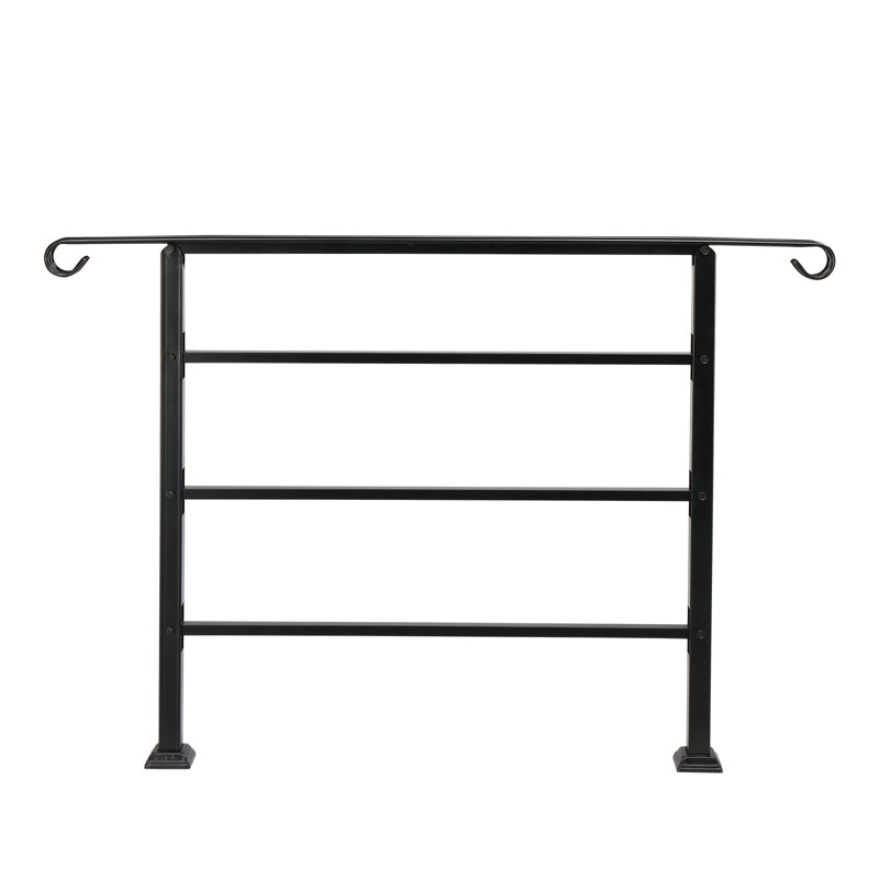 Wrought Iron Handrail Fits 1 or 3 Steps, 98cm H x 142.2cm W x 7.9cm D