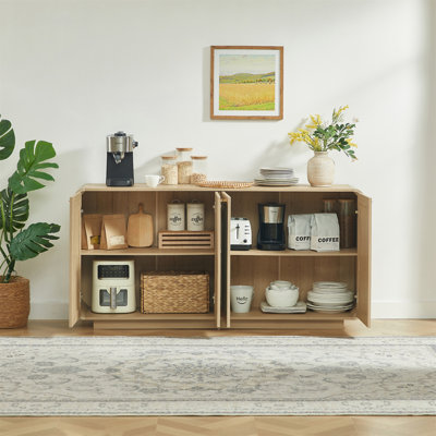 Buffet en rotin à 4 portes avec rangement