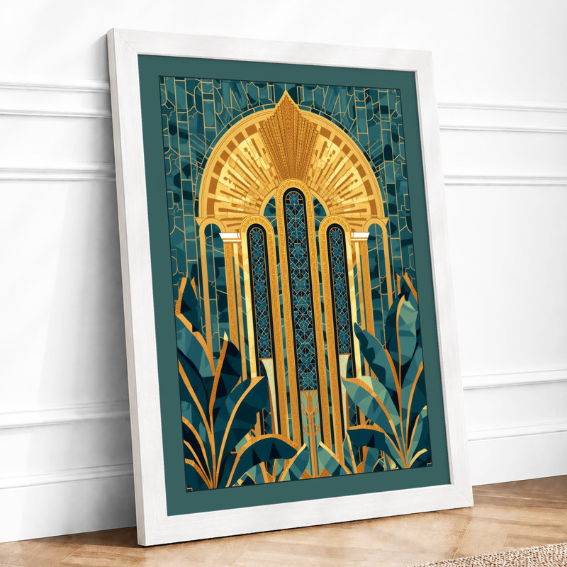 Golden Gateway Art Deco - Framed Print, A1 - 84.1 x 59.4 cm, White