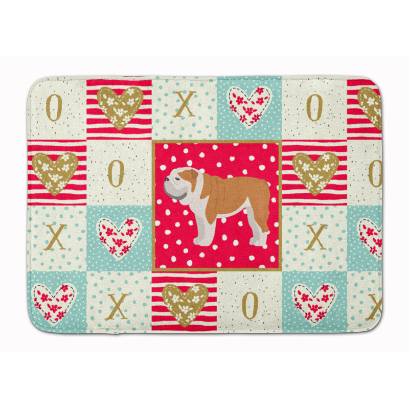 Tapis de cuisine en mousse mémoire love Shanaya, Bull terrier beige