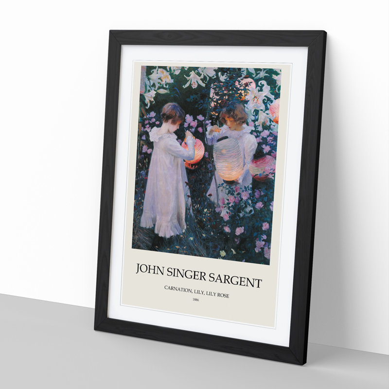 Carnation, Lily, Lily, Rose by John Singer Sargent - Picture Frame Art Prints, 36cm H x 27cm W x 2cm D, Black