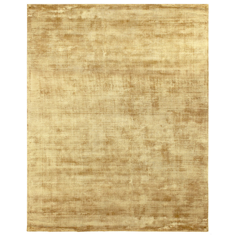 Tapis jaune tissé à la main Modernist, Rectangle de 10 pi x 14 pi