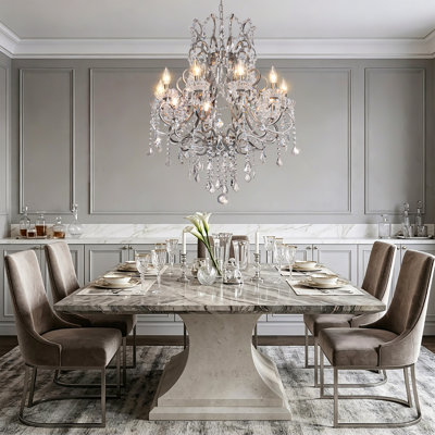 Tomball 10 - Light 24.5"W Dimmable Traditional Classic Chandelier with Crystal & Metal Frame for Living Room or Dining Room