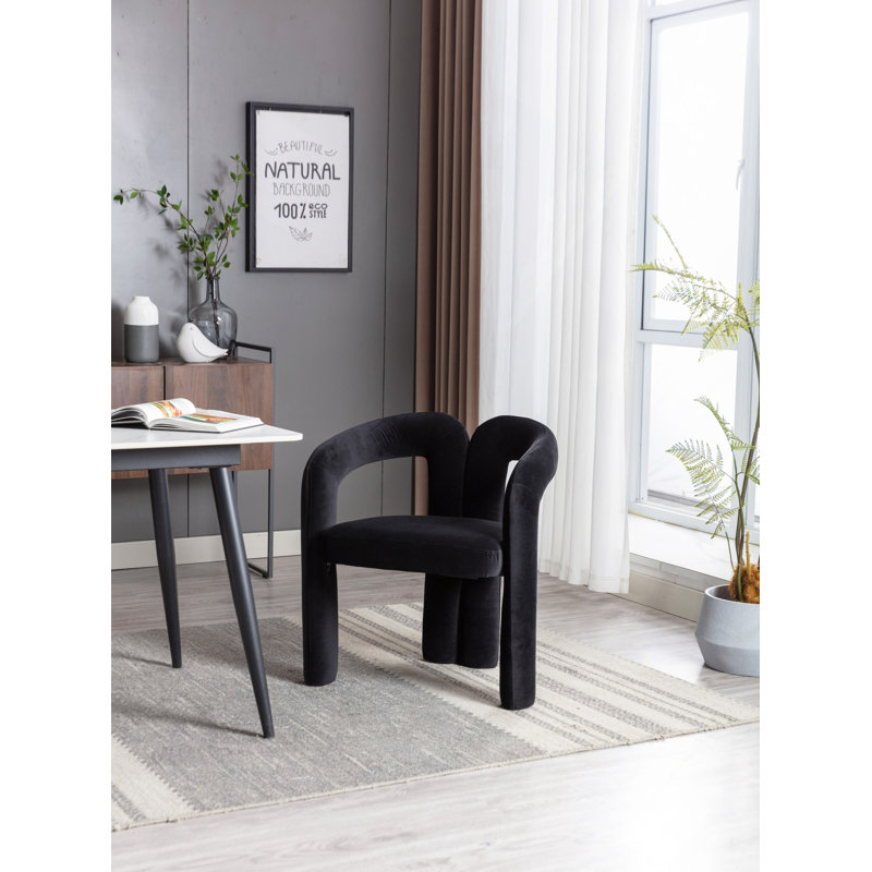 Chaise avec accoudoirs Keyt, Velours noir, H 27,95 po x l 25,2 po x P 19,88 po