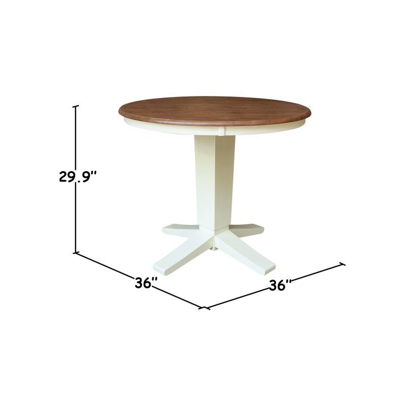 Table de salle à manger Grachan Ronund, H 29,9 po x L 36 po x l 36 po, Noyer blanc / écorce