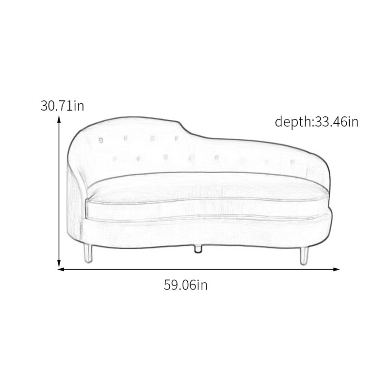 Chaise longue en tissu doux avec structure en bois, Orienté à gauche (vu de face), Blanc crémeux