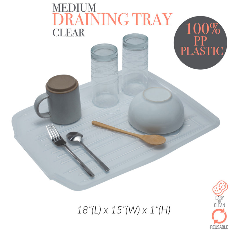 Clear Plastic Countertop Dish Draining Tray