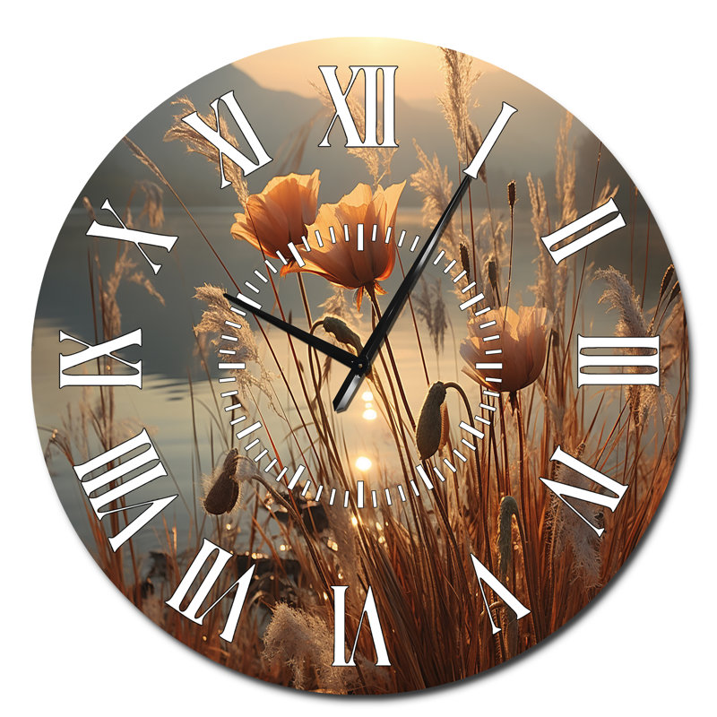 Horloge murale Sunset Wildflower Serenade - Wildflowers, Surdimensionné