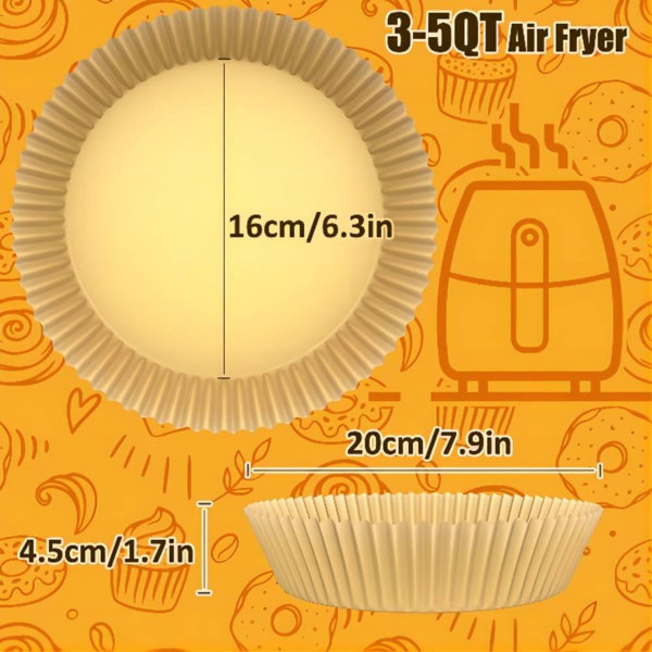 HomLux 100 Pcs Air Fryer Disposable Paper Liner, 8 Inch Non-Stick