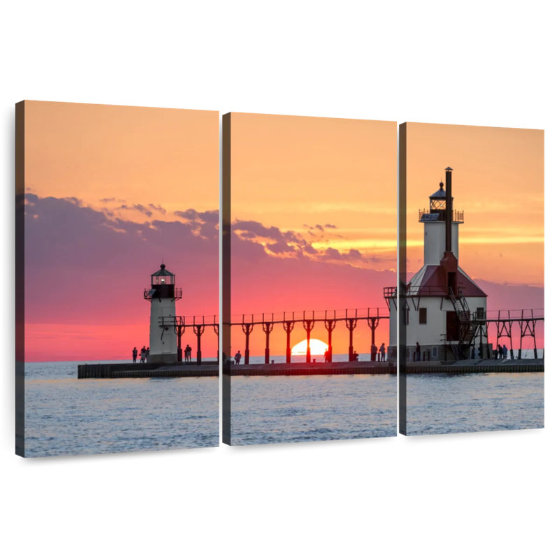 Alvord, coucher de soleil entre les phares du Michigan, H 42 po x l 65 po