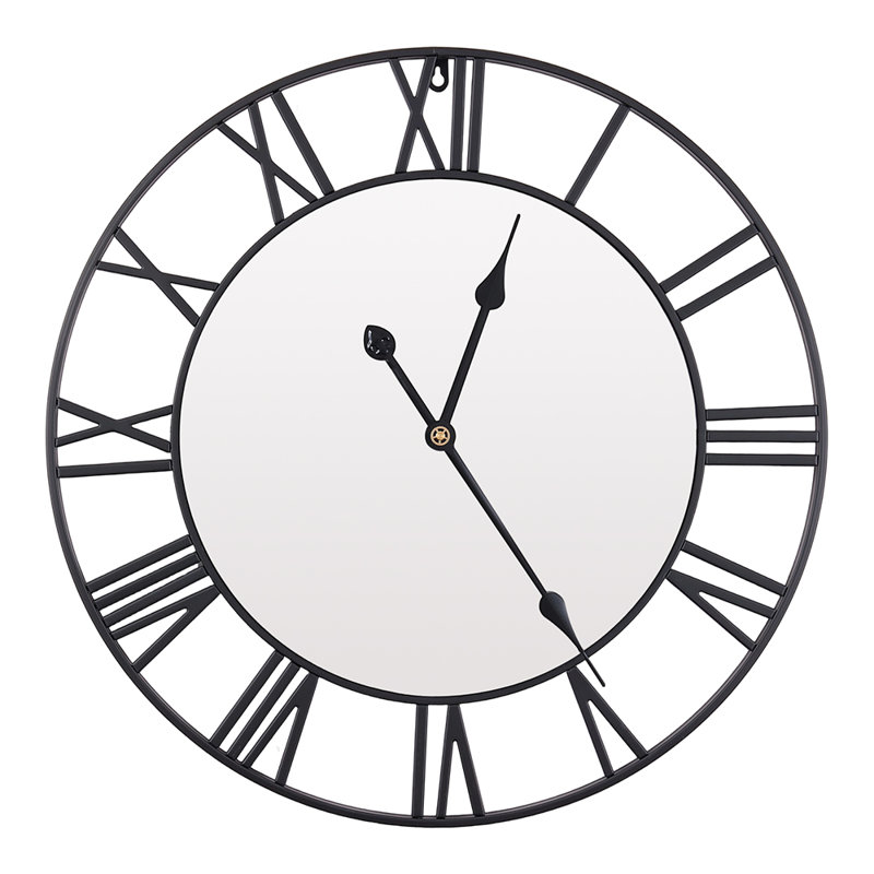 24Inch Modern Non-Ticking Mirrored Wall Clock