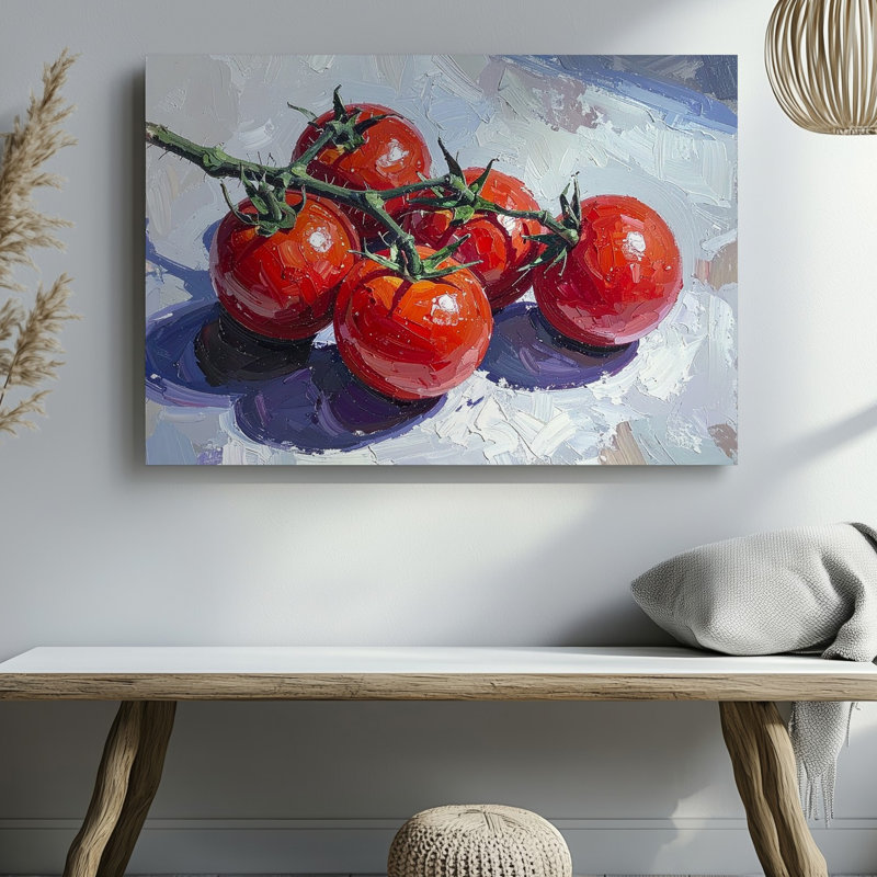 Art mural sur toile, cerisier, tomate et vigne, H 9 po x l 12 po