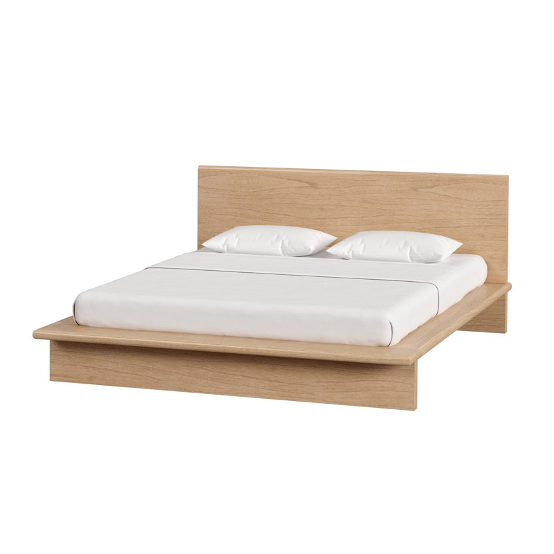 Soleil Wood Low Profile Platform Bed, King, Light Brown