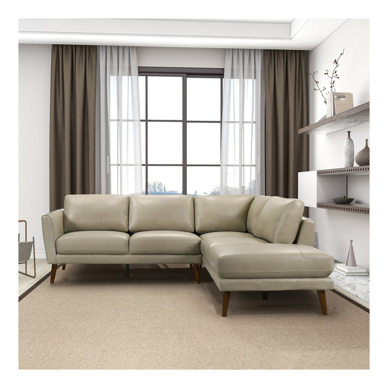 Canapé modulaire en cuir Benson, Cuir beige, Orienté à droite