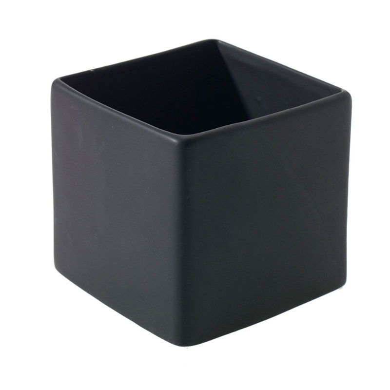 Pot à fleurs en céramique Demetria, Noir mat, H 5,5 po x l 5,5 po x P 5,5 po