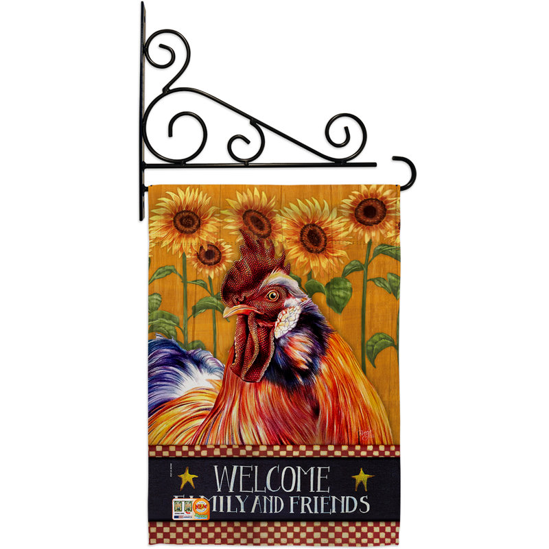 Ensemble de drapeaux de jardin en métal à fansy décoratif de style coq gs110129-bo-03