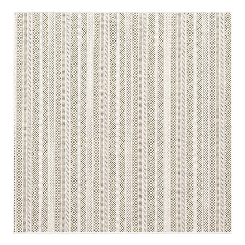Tapis rayé en polypropylène tissé à la machine intérieur / extérieur gris clair, Carré 5 pi 3 po