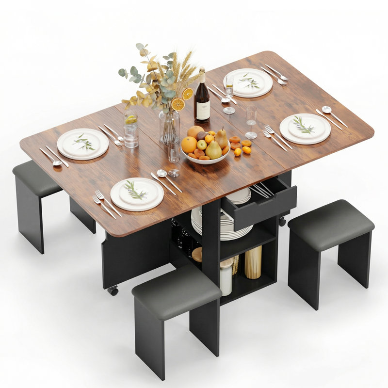 4 - Person Dining Set, Black, Brown, Black