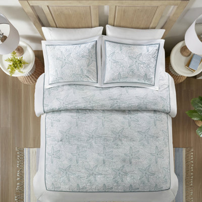 King Size Duvet Cover - 100% Cotton, Dark Embroidery, Button Closure, 2 Shams, 4 Inner Ties, , Island Vibe Embroidery With Closure And