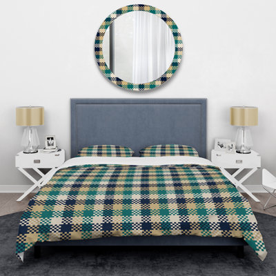 Ensemble de housse de couette en microfibre crème / vert 3 pièces